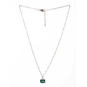 Collar con Colgante Celia de Plata de Ley 925 CLARA, Corte Esmeralda, Patrón Geométrico de Diamantes, Engaste de Bisel, Rodio, Oro de 14K, para Regalo - Product Image 4