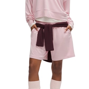 Pantalones Cortos Casuales de Moda OEM 100% Algodón para Mujer, con Logotipo Personalizado Serigrafiado, Color Rosa Sólido, Transpirables, para Hombre - Product Image 1