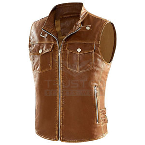 Chaleco de Motocicleta de Cuero Impermeable y Transpirable con Cuello Mao, de Alta Calidad y Bajo Precio, con Logotipo Personalizado, Ligero, para Hombre - Product Image 1