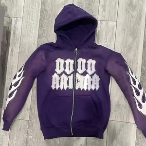 Sudadera con capucha con bordado desgastado para hombre 100% algodón French Terry ropa de calle de alta calidad última tendencia técnicas de hojaldre - Product Image 4