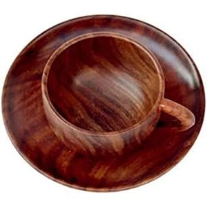 Unique Design Wooden Mug <b>Saucer</b> set Brown Color Breakfast coffee <b>cup</b> Daily Use For Table Decor Drink ware At Low Price - Product Image 6