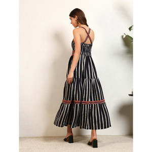 Deebaco Women's Striped Tiered Maxi <b>Dress</b> Spaghetti Strap Boho A-Line Loose Summer Casual Chiffon Sleeveless Empire Waist - Product Image 4