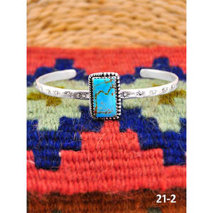 Southwest Handmade No.8 Fashion Cuff Bracelet Turquoise & Sterling Silver Elegant & Stylish - Product Image 1