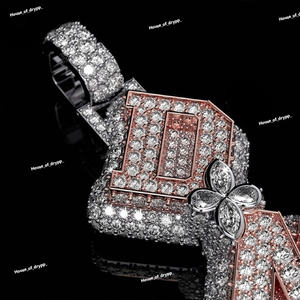 Colgante de Letra con Incrustaciones de Diamantes de Imitación para Collar, Estilo Hip Hop, Colgante Personalizado para Unisex - Product Image 3