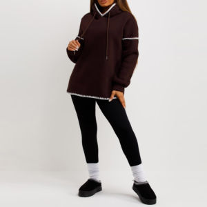 OEM Logo personnalisé femmes coton coréen sweats à capuche avec mode solide manches longues pour l'hiver vente en gros - Product Image 4