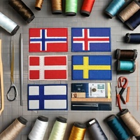 Patchs de drapeaux brodés en gros (Islande, Danemark, Finlande, Norvège, Suède) avec PVC pour vêtements et chapeaux