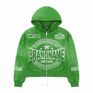 Sudaderas con capucha de diamantes de imitación personalizados para hombres y mujeres, sudadera con cremallera de cristal ostentoso, ropa de calle, moda Hip Hop, Sudadera con capucha brillante - Product Image 1