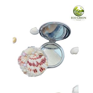 Handheld <b>Mirror</b> <b>Shell</b> Pearl Decorated Single Side Makeup <b>Mirror</b> Vietnam Made - Product Image 2