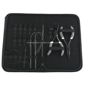 ชุดเครื่องมือต่อผมแบบมีสายรัดคีมห่วงขนาดเล็กปลายแหลมชุดห่วงตะขอคลิปพาร์ทิชันอุปกรณ์เครื่องมือตัดกรรไกรสำหรับร้านเสริมสวย - Product Image 1