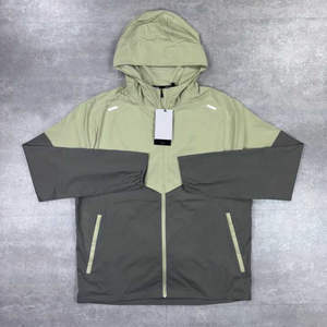 Ensemble coupe-vent court en nylon personnalisé imperméable et léger de haute qualité avec fermeture à glissière Ensembles de course à pied pour hommes - Product Image 5