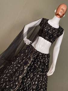 Lehenga Choli-ropa de fiesta de compromiso, de calidad superior, de Color negro - Product Image 6