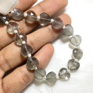 ลูกปัดพลอยมูนสโตนสีเทาขนาด10มม. แบบเหลี่ยมเพชรพลอยรูปหัวใจ - Product Image 2