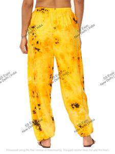 Pantalon sarouel à ballon droit Tye-Dye taille libre pour femmes Satin Hippy Boho Baggy Streetwear fermeture à cordon Logo pantalon d'hiver - Product Image 5