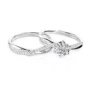 Ensemble de bagues de fiançailles Jeulia Twist Star avec diamant rond taillé - Product Image 2