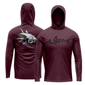 Venta al por mayor UPF 50 impermeable poliéster manga larga pesca camisas ligero bolsillo personalizado sublimado logotipo Unisex pesca Sudadera con capucha - Product Image 1