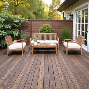 Ensemble de meubles 4 pièces comprenant un canapé 2 places, 2 fauteuils et une table basse, ensemble de meubles en teck pour jardin, patio et balcon - Product Image 2