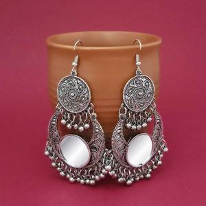 กระจกชุบเงินห้อยต่องแต่ง afghani Earrings-1314827A - Product Image 1