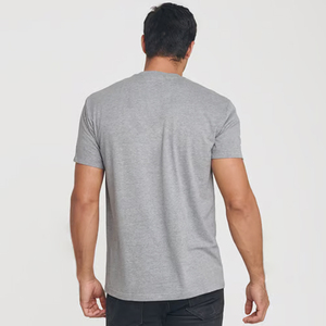 T-shirt unisexe à trois mélanges T-shirts T-shirts à col rond T-shirt de poche Ultra en coton T-shirt de poche en jersey fin unisexe gris - Product Image 4
