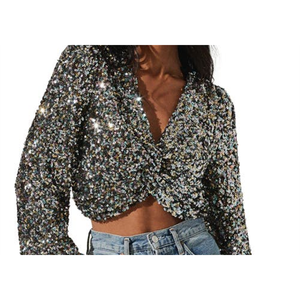 Top Corto con Paillettes Arcobaleno Nero Astr the Label, Taglia Grande per Abiti da Cocktail - Product Image 5