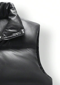 Venta al por mayor chaqueta de invierno de los hombres Venta caliente negro acolchado abajo Chaleco con logotipo personalizado cremallera botón estilo largo TELA DE TRABAJO - Product Image 3