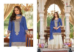 Chinon étnico atractivo con estampado digital y bordado Salwar Suit Mujer Moda DE LA India a precio mayorista - Product Image 3