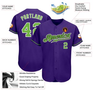 Maillot de baseball authentique violet néon vert-blanc - Product Image 3