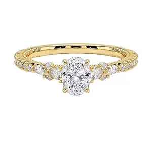 Anillo de compromiso con corte ovalado de oro de 18 quilates personalizado certificado, solitario de diamante de moissanita para mujer, certificado Gra - Product Image 3