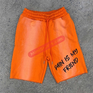Trending Orange Custom Sweat Short con Sun Faded Wash Effect Chenille Bordado y etiquetas Etiquetas Precio bajo Jogging Shorts - Product Image 1