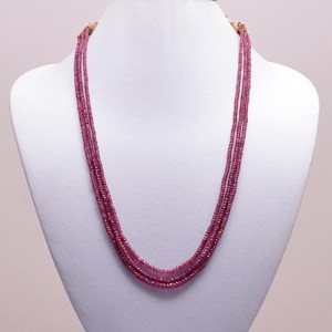 Lab Grown Pink Ruby Round Gemstone Beads Collar de joyería de plata esterlina 925 Diseño elegante para mujeres - Product Image 2