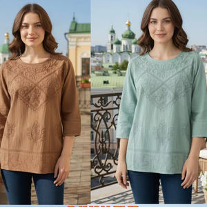 Camisetas sin mangas bordadas de rayón para mujer al por mayor, camisetas elegantes con detalles bordados listas para exportar - Product Image 1