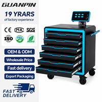 Chariot de gestion d'outils intelligent RFID haut de gamme, chariot à outils métallique multi-tiroirs avec un schéma complet d'outils d'entretien pour véhicules électriques