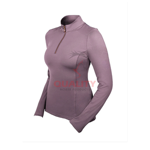 Camiseta de equitación atlética para mujer, elegante, transpirable, ligera, que absorbe la humedad, tela elástica, tops cómodos y duraderos - Product Image 1