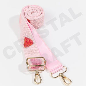 Coeur rose sangles de sac de perles de rocaille réglables accessoires de mode avec forme personnalisée et sangle de sac à main perlée de conception - Product Image 1