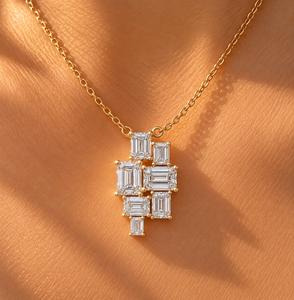 Pendentif en diamant de laboratoire taille émeraude, collier géométrique en or massif 14K 18K, 3.85CT DEF VVS certifié IGI, cadeau de mariage ODM - Product Image 3