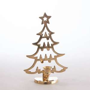 Handmade Nickle Aluminum <b>Christmas</b> <b>Tree</b> with <b>Wooden</b> Base for Living Room Table Top In Customize size For Home Decoration - Product Image 1