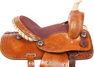 SELLE D'INDE 100% CUIR VÉRITABLE CHEVAL DE WESTERN SELLE COLLIER DE POITRINE ET TÊTE DE STALLAGE PRODUITS DE COURSE DE CHEVAUX DE L'INDE - Product Image 3