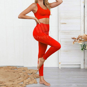 Couleur personnalisée solide respirant grande taille femmes Yoga ensemble 2 pièces vêtements de sport soutien-gorge et Yoga Legging ensemble avec conception personnalisée - Product Image 2