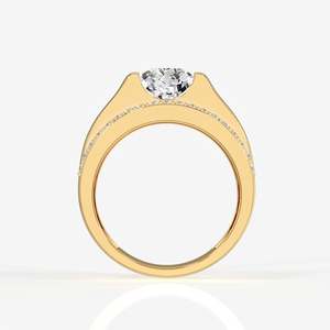 Men's 18K Yellow Gold <b>Ring</b> with Portuguese Cut Lab Grown <b>Diamond</b> Premium <b>Diamond</b> <b>Rings</b> - Product Image 4