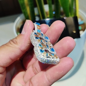 Colgante con letra inicial personalizada chapada en oro de 14K estilo Hip Hop Multicolor Iced VVS1 colgantes y dijes finos de diamantes cultivados en laboratorio - Product Image 5