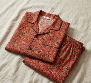 Conjunto de Pijama para Mujer, 100% Algodón Puro Tejido en India, Cuello en V, Manga Larga, Estampado Único, Transpirable, Térmico para Invierno/Verano - Product Image 5