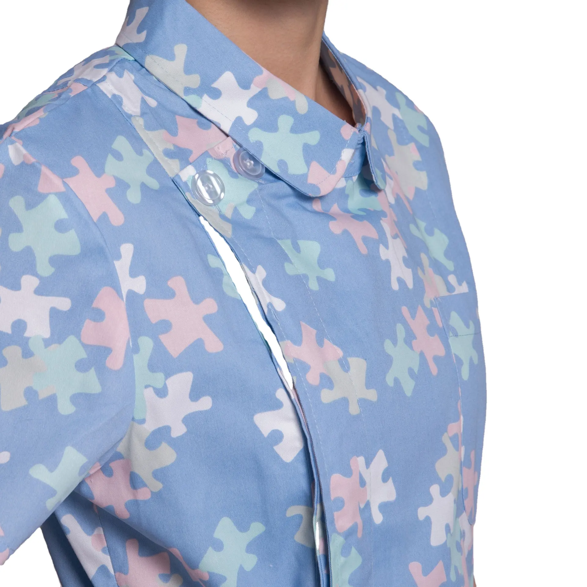 Oem personalizado logotipo design floral enfermeira uniforme vestido conjunto farmácia hospital salão de beleza macacão floral split set