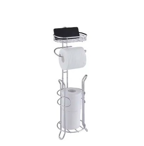 Vente en gros Porte-papier de soie moderne en métal sur pied Organisateur de salle de bain fini nickel Porte-papier hygiénique de meilleure qualité - Product Image 2