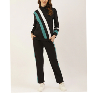 ชุดวอร์มกีฬาวิ่งของผู้หญิงคอตั้งผ้าฝ้าย100% ลายพื้นคุณภาพสูงสำหรับออกกำลังกายในยิมฤดูหนาว - Product Image 1