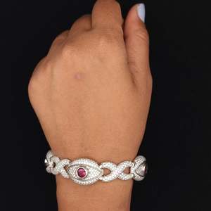 Bracelet en diamant VVS1 certifié IGI scintillant, luxe, or 14 carats, argent 925 avec rubis, œil de perle noire, bijoux pour homme et femme, cadeau - Product Image 1