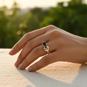 Anillo de Plata 925 con Granate para Mujer, Anillo Elegante con Topacio de Corte Ovalado, Joyería Fina con Piedra Preciosa Natural de Alta Calidad - Product Image 3
