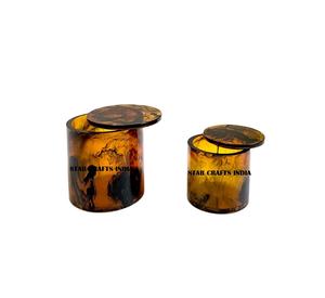 Abordable basse quantité minimale de commande résine époxy ronde café fleur thé bonbons cadeau bougie sans couture boîte en fer blanc de STAR CRAFTS INDIA - Product Image 1