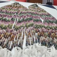 Perles de pierre naturelle multi-tourmaline, tailles 3mm-7mm, longueur 16 pouces, certifiées par un tiers, haute qualité, pour la fabrication de bijoux