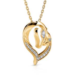 Collier Jeulia en argent sterling avec pendentif mère et cheval, zircon et chaîne tendance plaquée rhodium - Product Image 2