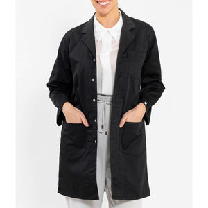 Batas de Laboratorio Negras con Logotipo Personalizado para Mujer, Uniforme de Hospital, Conjunto de Uniforme Médico, Batas Largas para Hombre en Color Negro, Venta al por Mayor de Batas de Laboratorio 2025 - Product Image 1