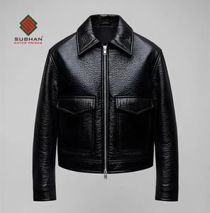 Veste de motard en cuir de mouton faite à la main |   Veste de pilote courte pour homme |   Vêtements d'extérieur d'hiver vintage |   Cadeau pour lui - Product Image 3